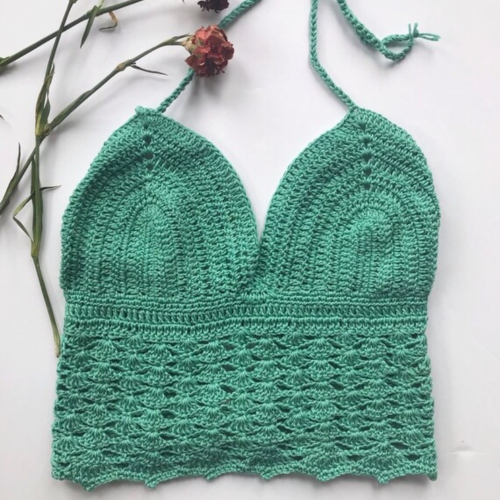 Sea siren handmade boho crochet halter top